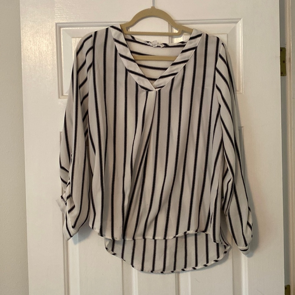 Black and White Striped Blouse